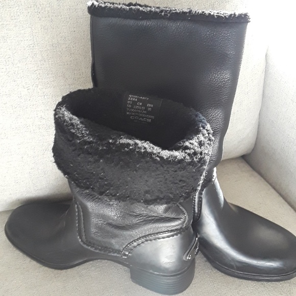 Amazon.com | COACH Geneva Bootie Black 5.5 B (M) | Ankle  AUTHENTIC Black leather COACH boots